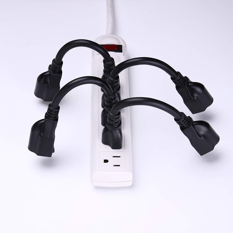 Miady [ETL Listed] Miady Short Power Extension Cord Outlet Saver, 16AWG/13A, 3 Prong (4 Pack, Black, 8 Inch) - Image 4